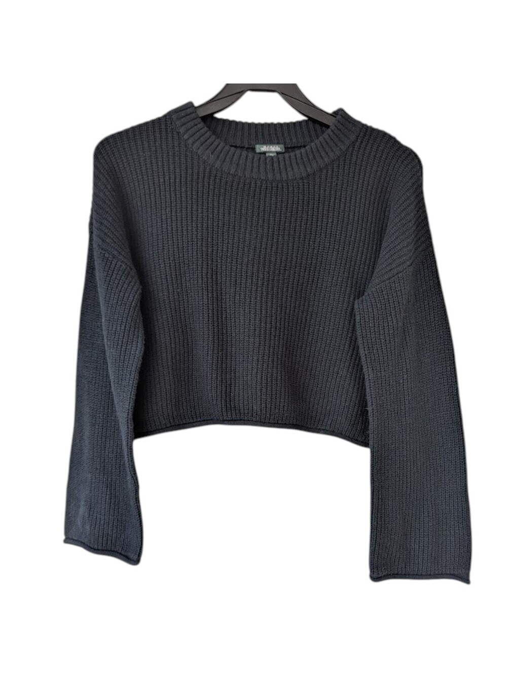 Wild Fable Black Cropped Knit Sweater Womens XL Pullover Chunky Ribbed 25x16.5